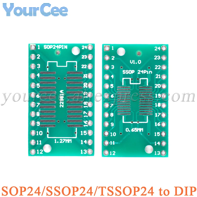 20pcs/5pcs SOP24/SSOP24/TSSOP24 to DIP24 0.65/1.27mm Transfer Board Adapter PCB Pinboard Pin IC Test Plate