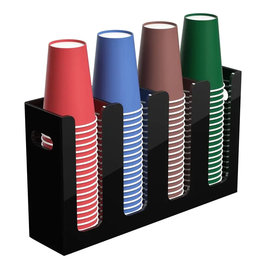 

Coffee Cup Dispenser with Handles, Countertop or Wall Mount Hot Cold Drink Cup and Lid Holder Bathroom Kitchen Office Acrylic Cu