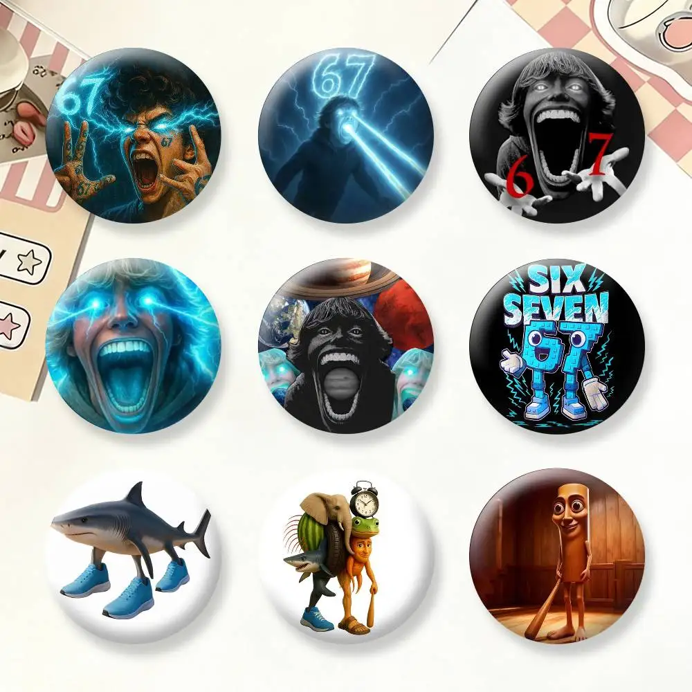 

Italian brainrot animal 67 six seven Button Pins Backpack Clothing Decor Brooch Badge Jewelry Gifts for Kids
