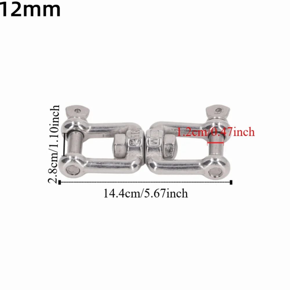 

Durable 6/8/10/12mm Double Jaw Shackle Stainless Steel Rustproof Jaw Swivel Anchor Connector Silver Anchor Swivel Jaw Marine Use