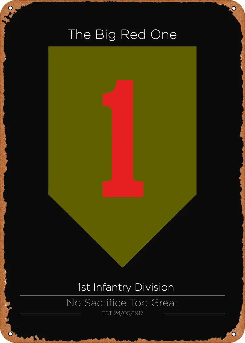 1st Infantry Division Metal Tin Sign Wall Decor Man Cave Military Fan Gift Home Bar Pub Decorative Military Posters 12x8 Inch,8i