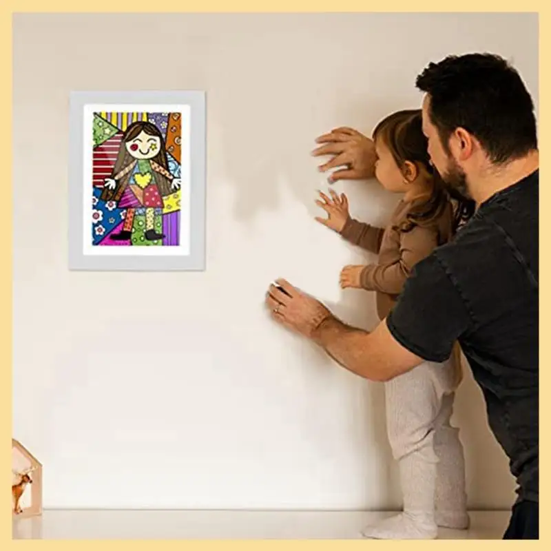 1 PCS Art Photo Frames For Children DIY Photo Frame White Perfect For Children's Drawings, School, Home Or Office