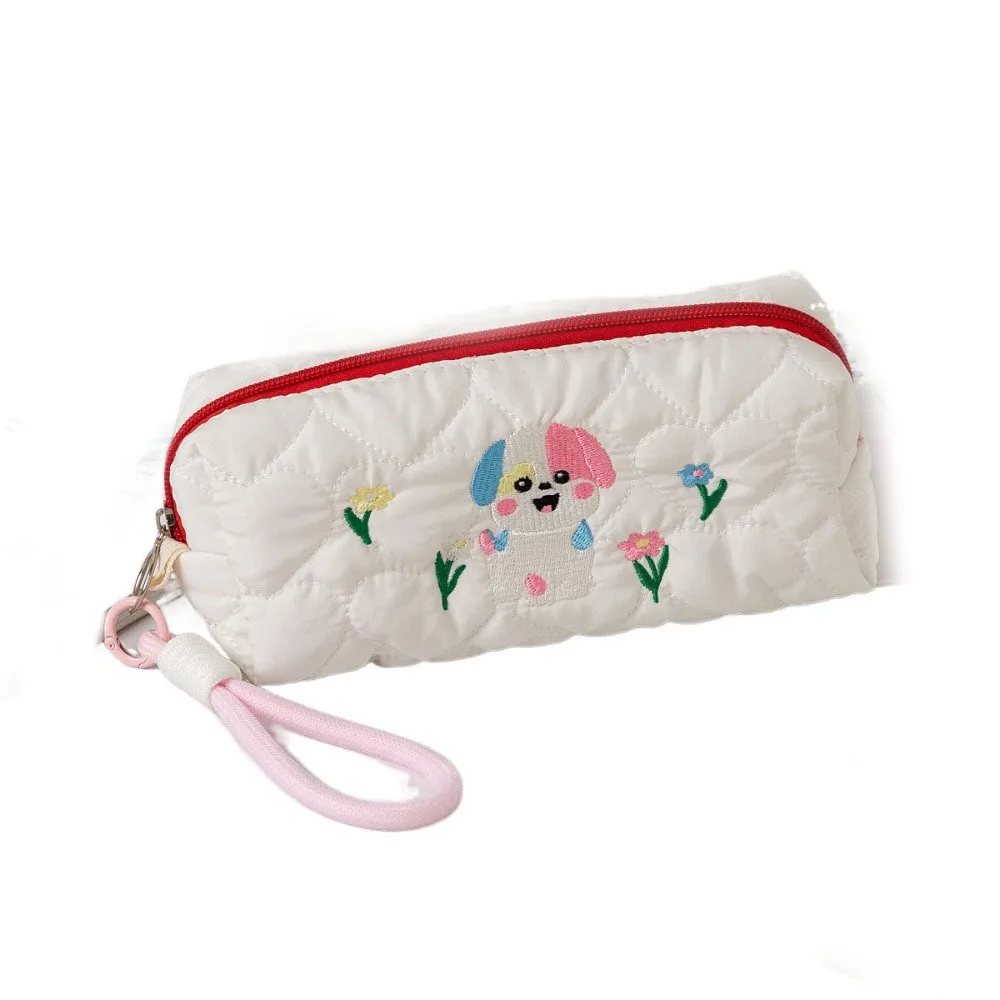 

Cartoon Embroidered Dog Dog Pen Bag Ins Style Large Capacity Pencil Pouch With Pendant Rope Student Stationery Bag School Office