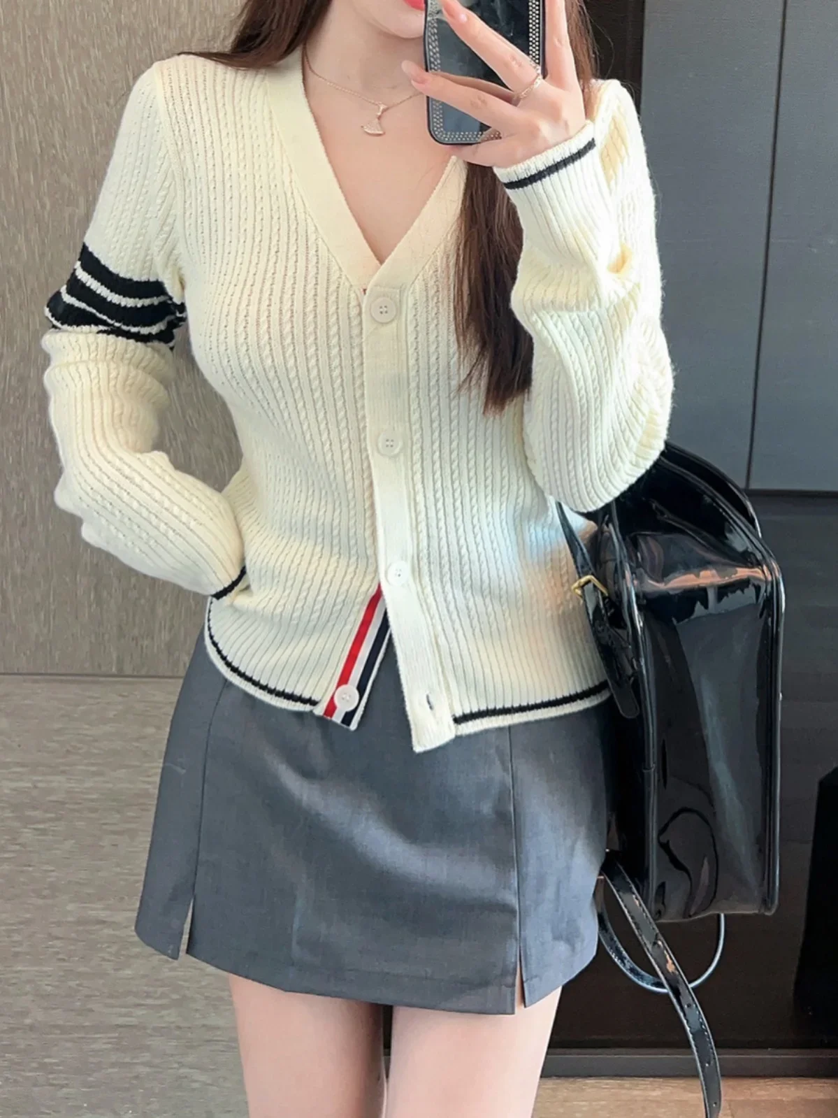 

Preppy Style Fashion All-Matching Sweater Coat 2024 Autumn New Twisted Fashion Simple Single-Breasted Knitting Cardigan Jacket