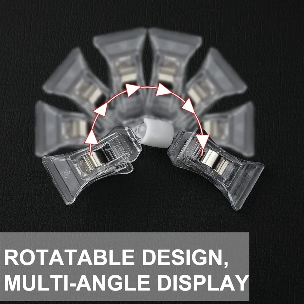 Y06A 100Pcs Double Sided Sign Clips Sign Display Mini Clip Clear Rotatable Merchandise Clip on Sign Holder Plastic Price Clip