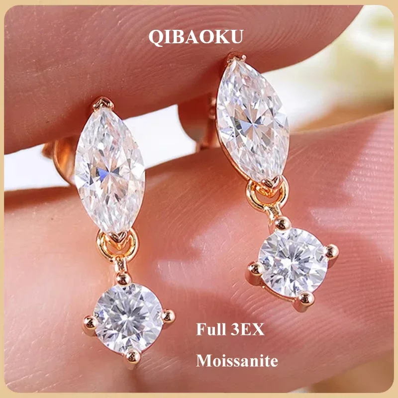 NASIA1.6cttw/2.6cttw 3EX Moissanite Earring for Women Marquise Pass Diamond Test S925 Silver Ear Stud Fine Jewelry Gift 2026