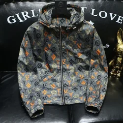 European Station Tide Brand Floral Jacket Men's 2024 Spring and Autumn New Slim Casual Fashion Hooded Windproof Jacket