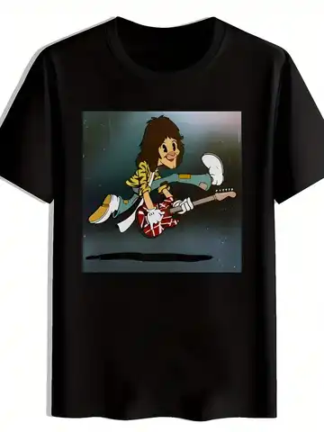 Retro Rock Guitarist Stars Graphic Men's Summer T-Shirt, Comfortable - Breathable, Soft, Slightly Stretching, Casual Street Style Hip Hop T-Shirt Short Sleeve 100% Cotton Individuality Unisex Top