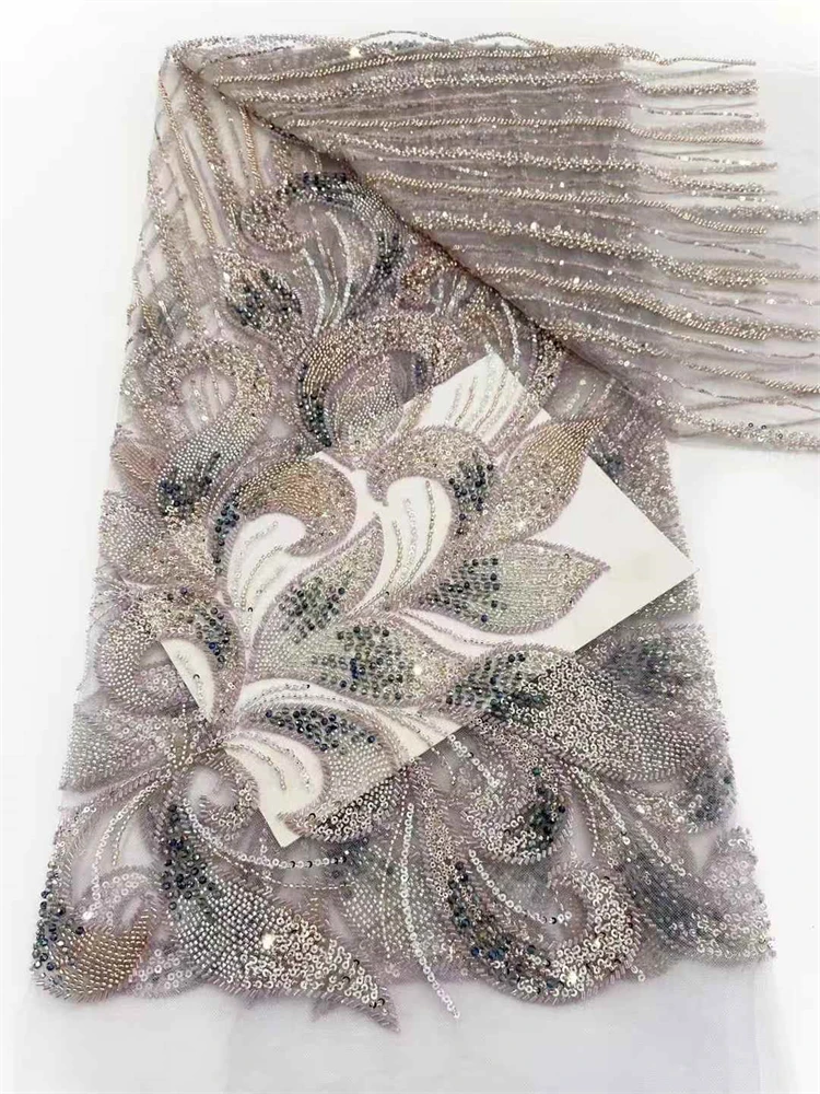 Тяжелая кружевная ткань с африканскими бусинами, 2022, высокое качество, нигерийская кружевная ткань с блестками, французские кружевные ткани для шитья вечерних платьев