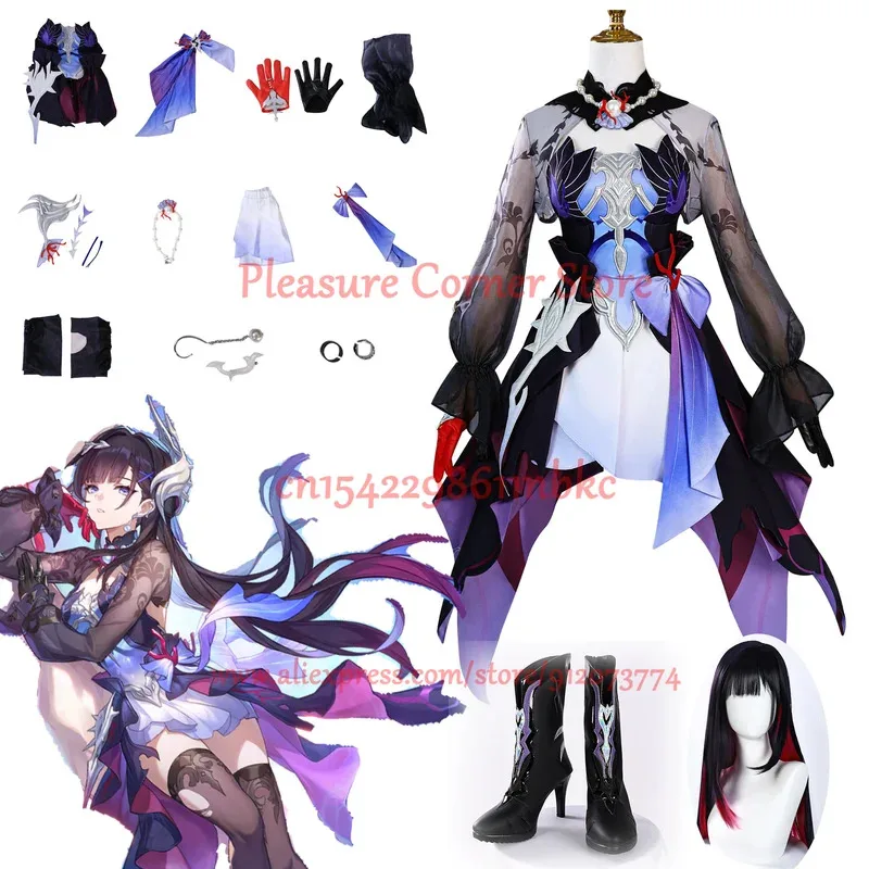 Gioco caldo Honkai Star Rail Hysilens Costume Cosplay Helektra Abiti Helektra Hysilens Costume Cosplay Uniforme Parrucca Scarpe Puntelli