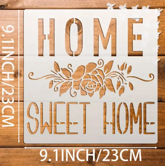 4pcs Family Welcome Quotes Hollow Painting Template Set Leakage Painting Template Wall Door Number Decorative Letters Stencils