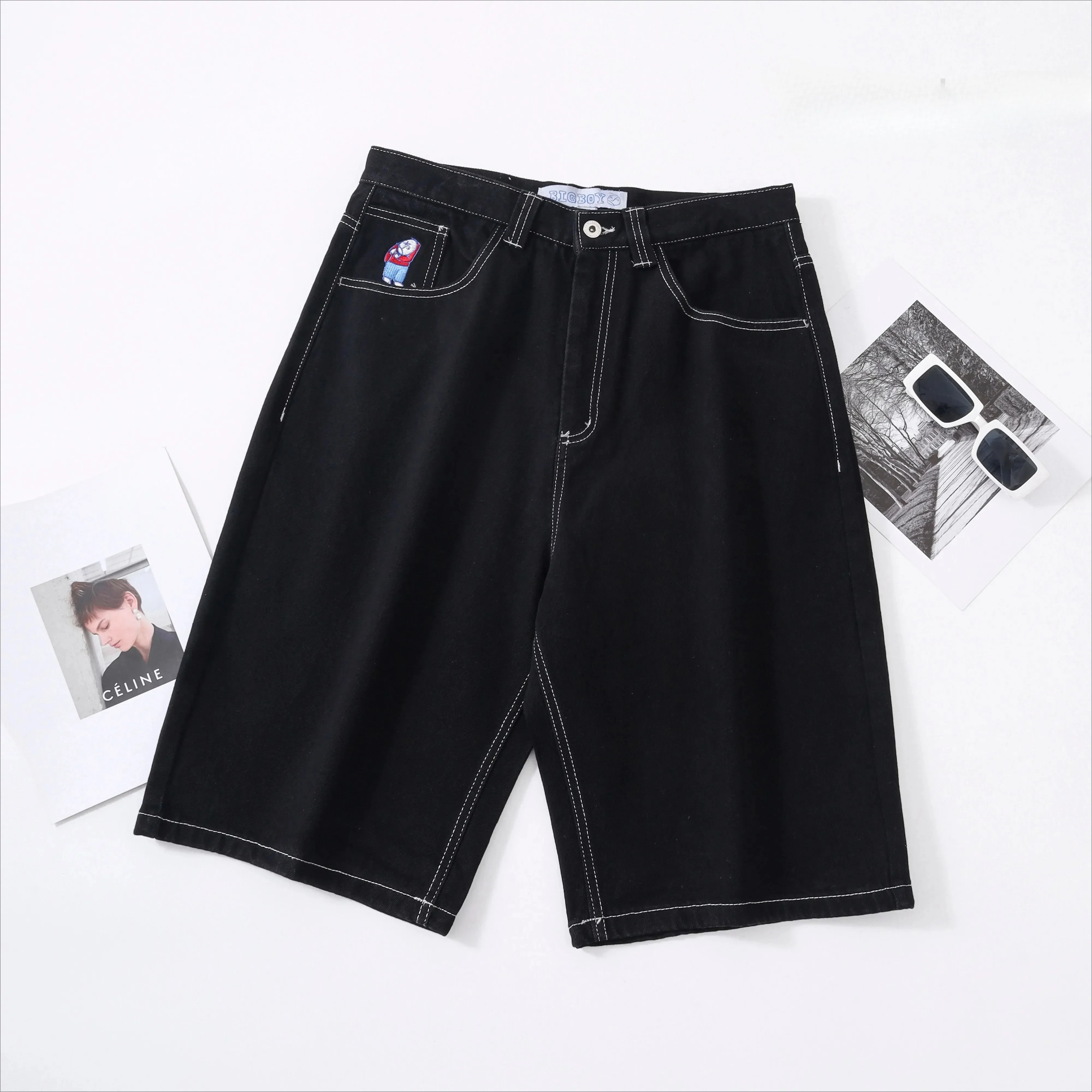 

Y2K классические шорты для мужчин уличная мешковатые джинсы с вышивкой джинсовые шорты для отдыха Mujer Hot Traf мужские шорты для скейтборда короткие брюки