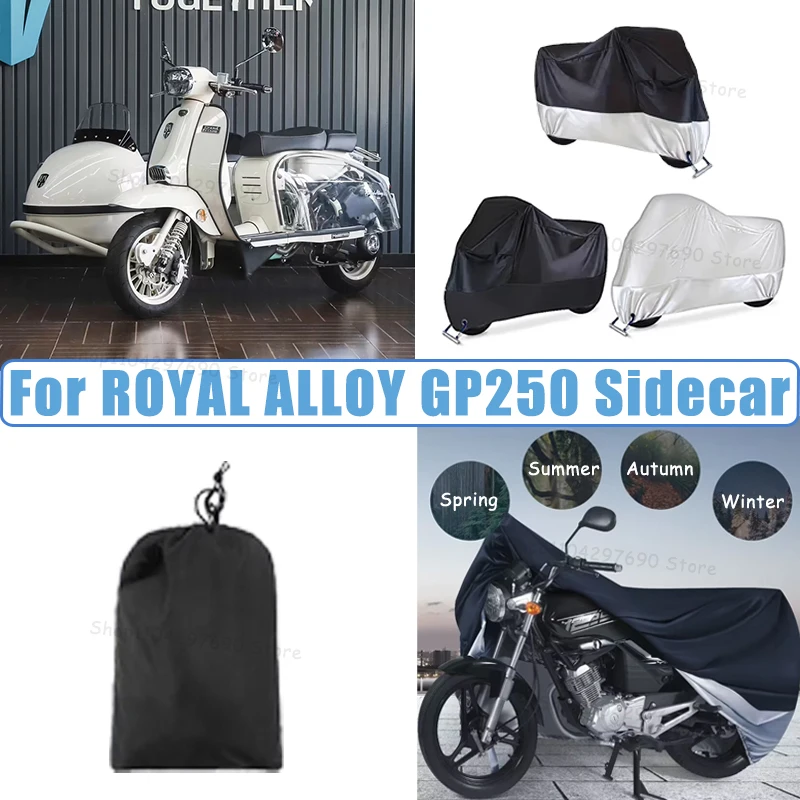 210D Oxford Motorcycle Cover Waterproof All Season UV Protect For ROYAL ALLOY GP250 Sidecar Anti-Tear Windproof Motorbike Cover