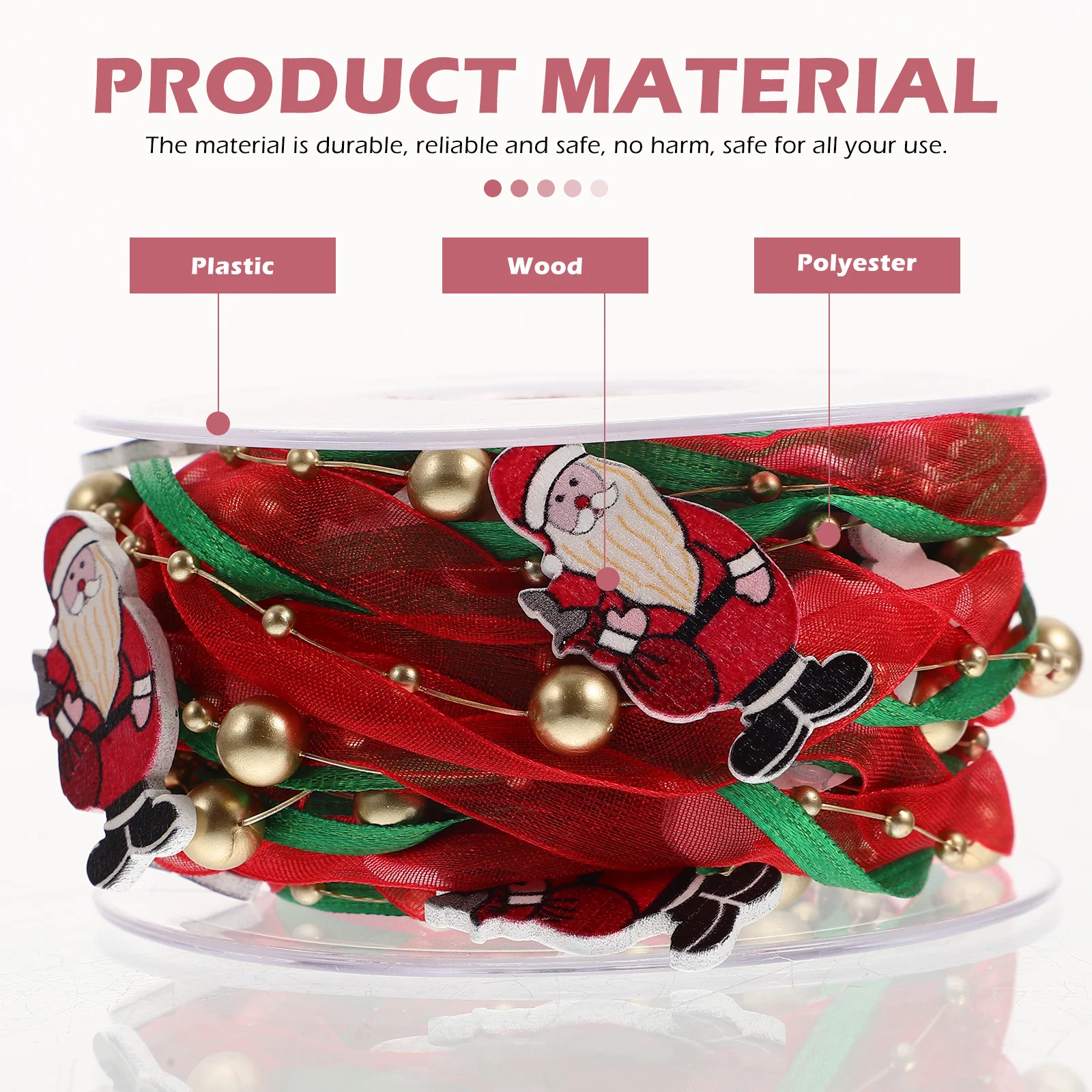 

Santa Claus Style Xmas Ribbon Durable No Fade Decorative Ribbon for Xmas Tree Gift Wrapping Party Decoration Party Supplies