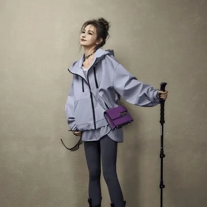 Hooded Short Long-Sleeved Jacket Women 2024 Autumn Winter Fashion Windproof Waterproof Loose Casual Versatile Solid Color Jacket