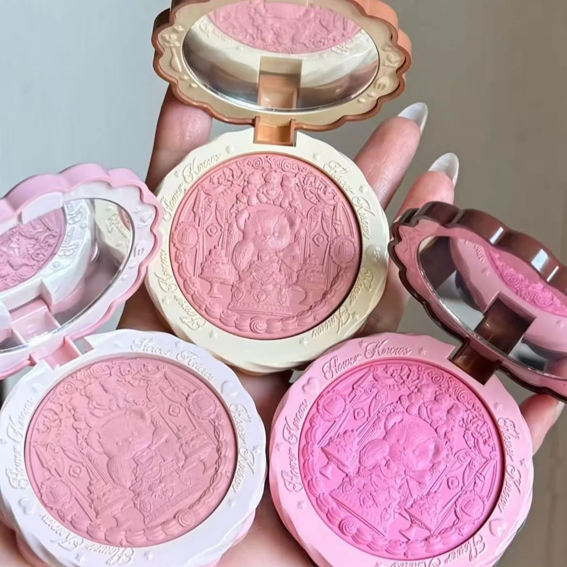 Flowerknows THE SWEETIE BEAR Blush Powder Silk Satin Blusher for Cheeks Contour Face for A Natural Matte Finish Contour Palette