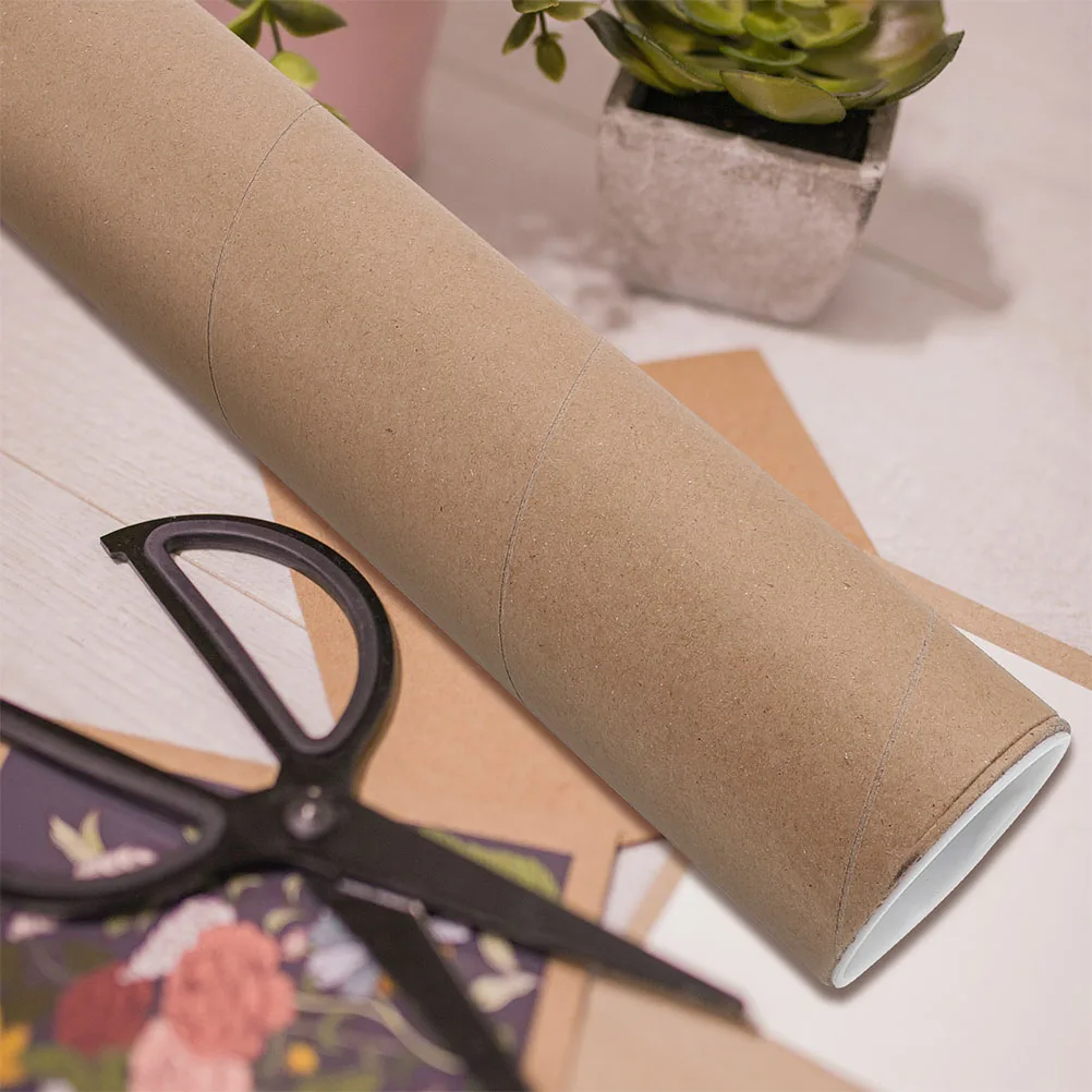 

2Pcs Kraft Paper Tubes Mailing Tubes Caps for Poster Storage Document Shipping Art Tube Protector Organizer