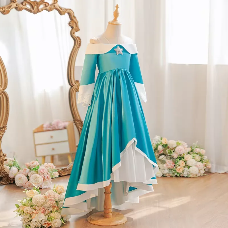 Sommerliches grünes Rosalina-Kleid für Mädchen, Prinzessinnen-Kostüm 2026, elegantes Kleid für Kindergeburtstage, Karneval und festliche Anlässe
