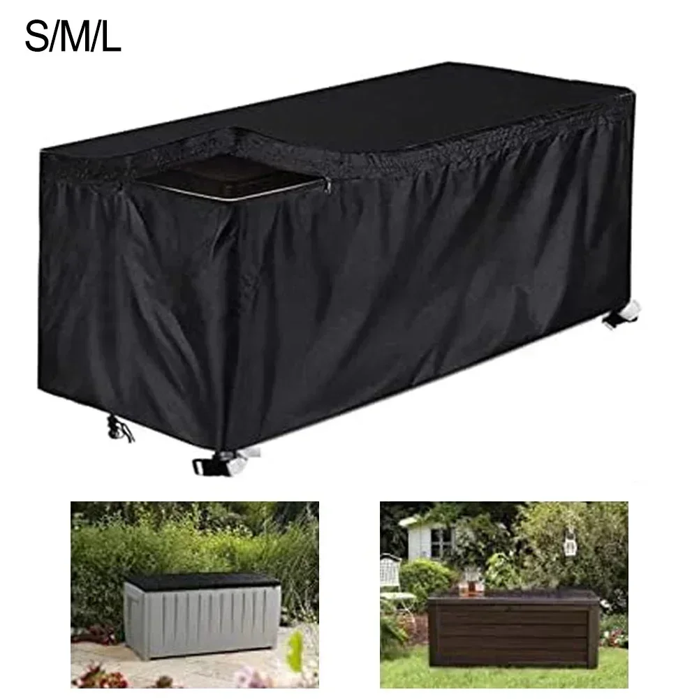 210D Waterproof Garden Storage Box Cover Outdoor Deck Box Cover Furniture Protective Cover Outdoor Storage Bag Container Cover