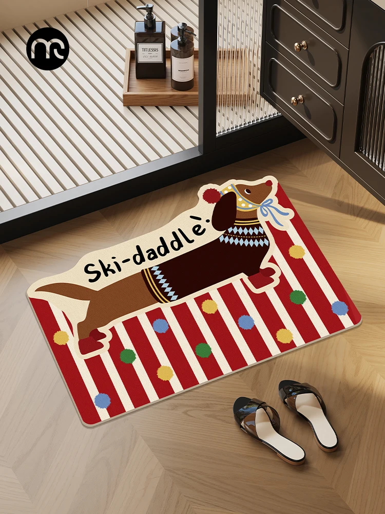 

Коврик для двери с изображением колбасы и собаки для домашнего использования, противоскользящий, водопоглощающий, грязеотталкивающий, для бату, Qui Dry Foot Mat Batoom Dirt Resi...