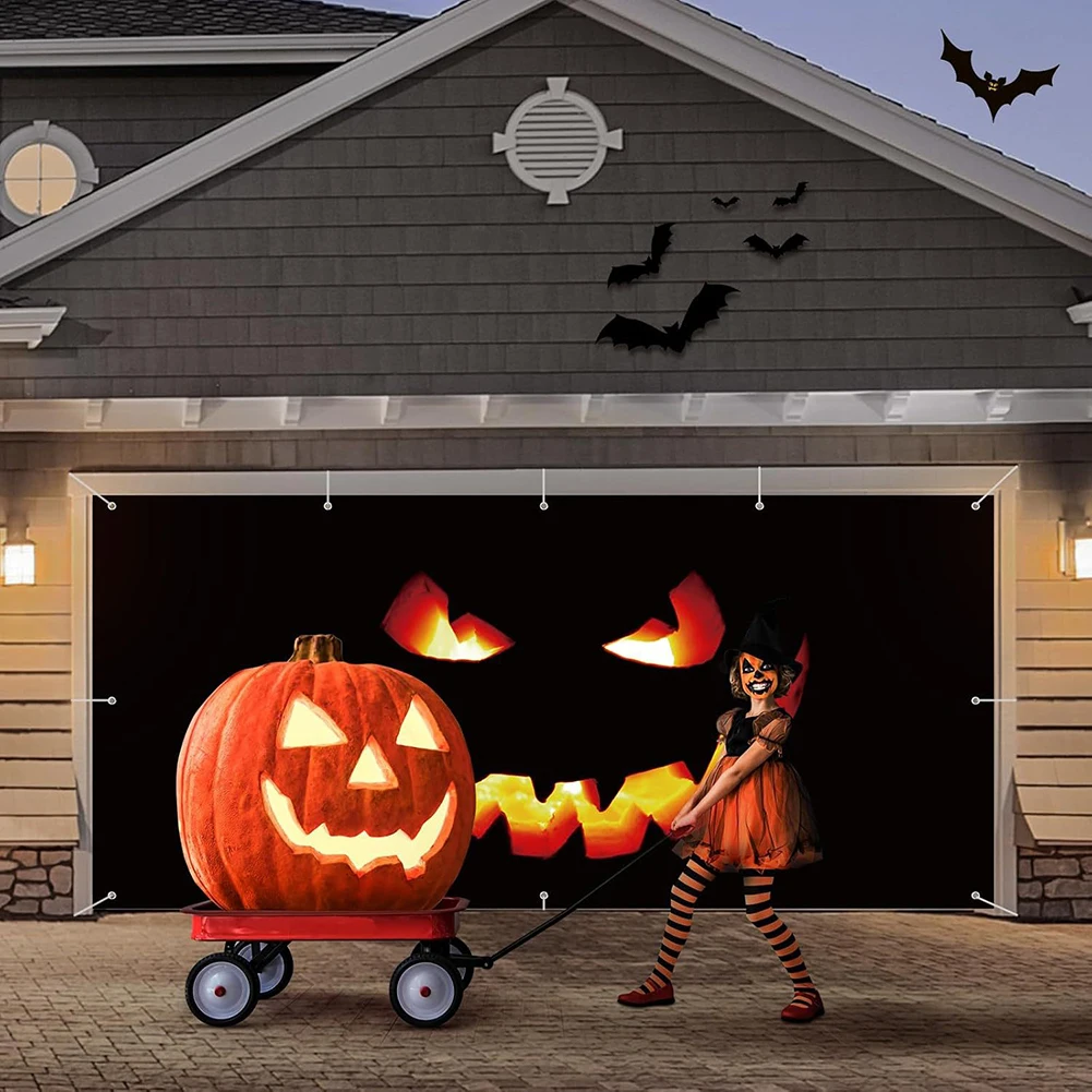 

Halloween Garage Door Banner Halloween Decorations Outdoor Garage Door Cover Hanging Garage Door Banner for Home Outdoor Indoor