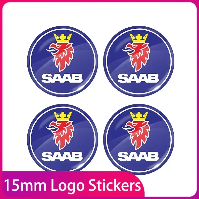 

15mm Car Remote Keychain Emblem Badge Radio button Styling Sticker For Saab 9-3 93 9-5 9 3 900 9000 95 Car Accessories