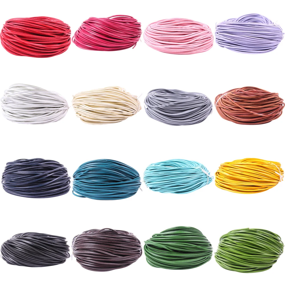 5meters/lot Diameter 3mm Real Flat Leather Cord Thread Cow Genuine Leather Rope String For Diy Necklace Jewelry Making Supplies