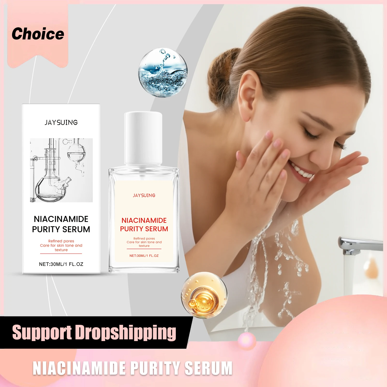 Nicotinamide Facial brighten Serum Relieve Dulness Improve Skin Texture Reduce Rough Skin Long-Lasting Hydration Nourish Essence