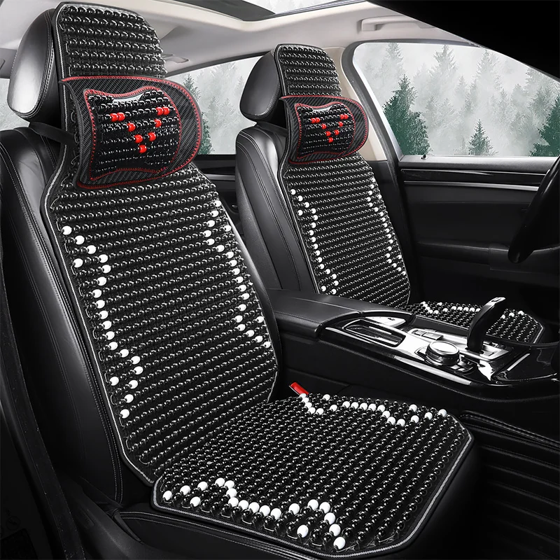 1PCS Summer Cool Car Seat Cover Natural Maple Wood Bead Car Seat Cushion Massage Breathable Environmental Waterproof Seat Mat