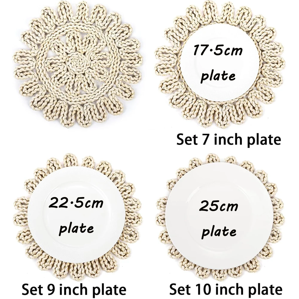 4/8/12PCS Woven Placemat Boho Straw Placemat Natural Braided Tablemat Farmhouse Decor for Wedding Thanksgiving Party 30cm