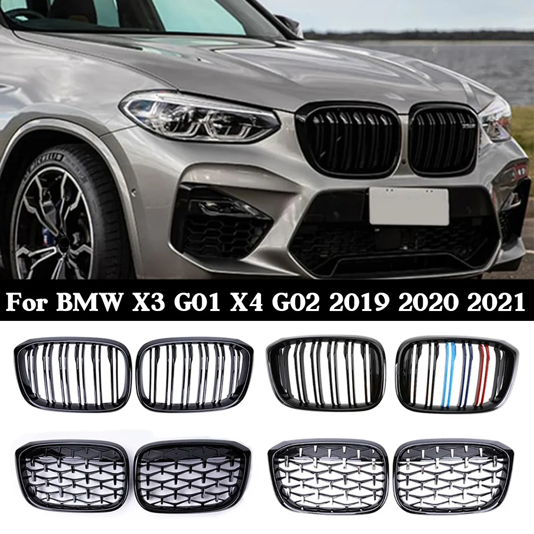 

Gloss Black Front Kidney Grilles for BMW X3 G01 X4 G02 2018-2021, M Performance Style Replacement Grills, Car Tuning Accessories