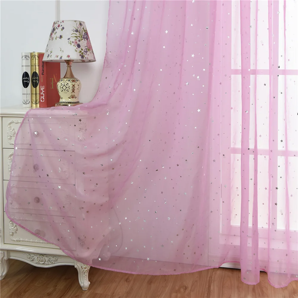 

Soft Pink Window Tulle Curtains 100x200cm Sheer Voile Drapes Filter Sunlight Natural Light for Home Bedrooms Sheer Curtains