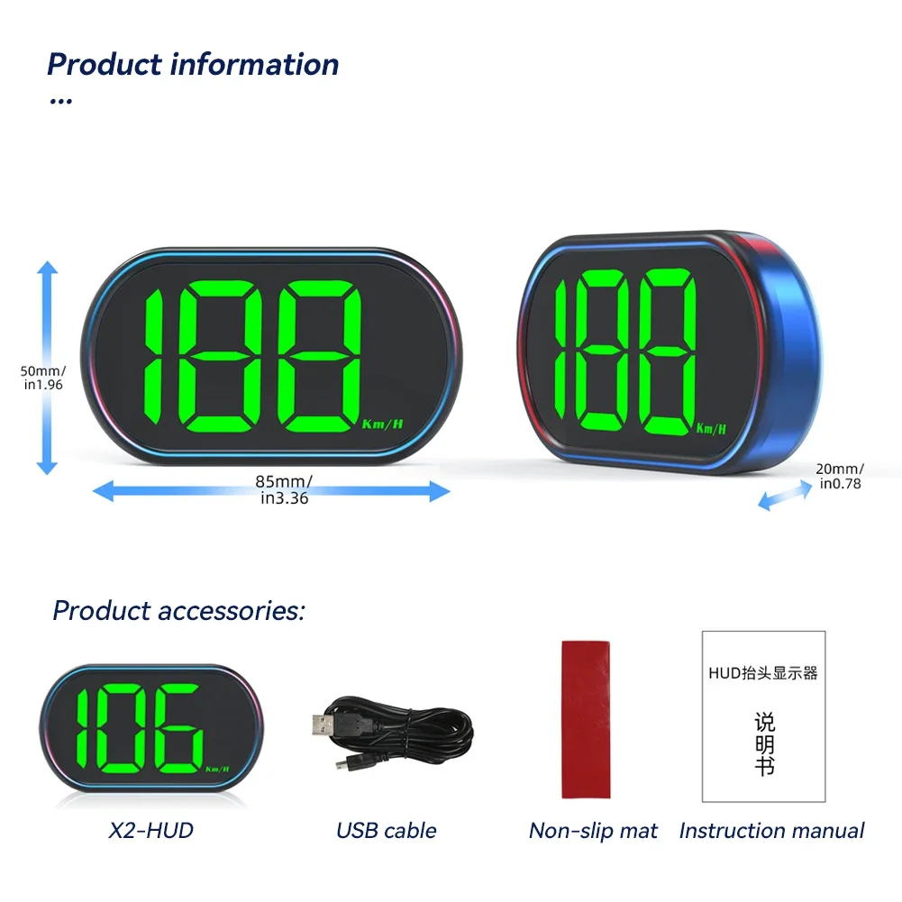 Car Digital Speedometer HUD Head Display GPS Speed Meter KMH MPH Dispaly for All Car Truck Plug and Play Auto Part Accessories