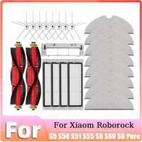 For Xiaomi Roborock S5 S50 S51 S55 S6 S60 S6 Pure Vacuum Cleaner Replace HEPA Filter Mop Cloth Side Main Brush Parts