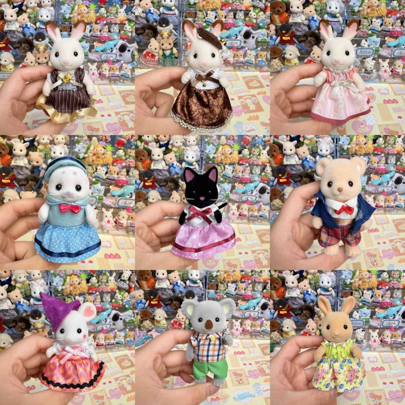 Anime Sylvanian Families Chocolate conejo galleta oso gato persa muñeca figura Kawaii decoración modelo ornamento juguete de regalo de cumpleaños