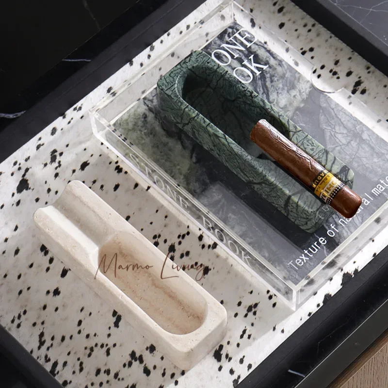 

Natural Marble Cigar Ashtray for Outside Patio Luxury Ash Tray for Indoor Outdoor