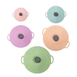 Heat Resistant Suction Seal Cover with Handle Airtight Seal Thicken Reusble Silicone Pot Lid for Plates Food Storage Pans Bowls