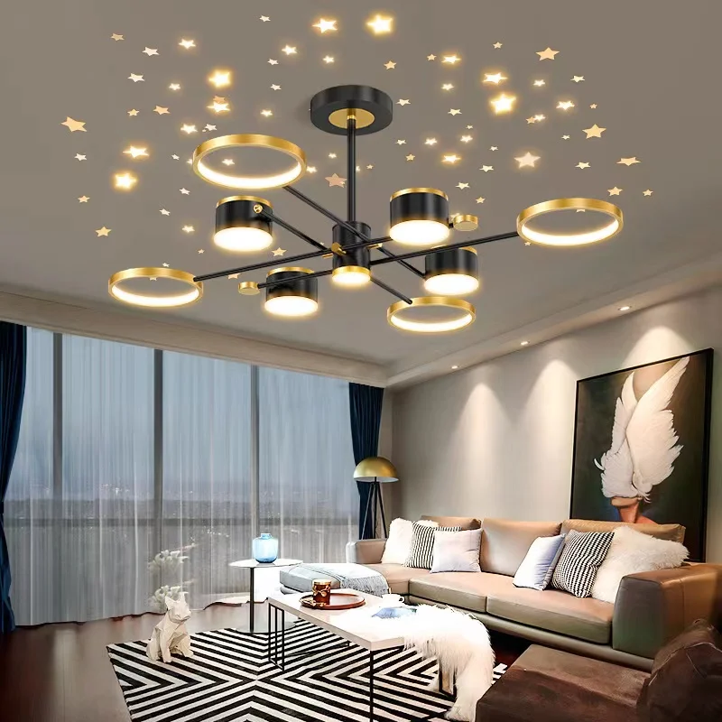 Modern led star ceiling lamp villa home decoration lamp bedroom lighting restaurant chandelier wholesale lighting fixtures