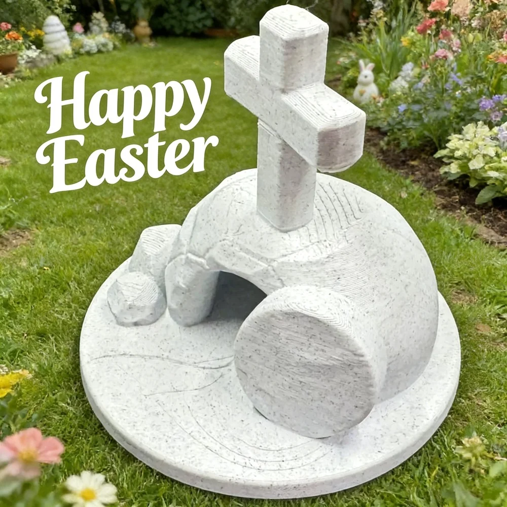 Adorno de Pascua con cruz de tumba vacía impresa en 3D, adorno decorativo monocromático de cruz de tumba vacía