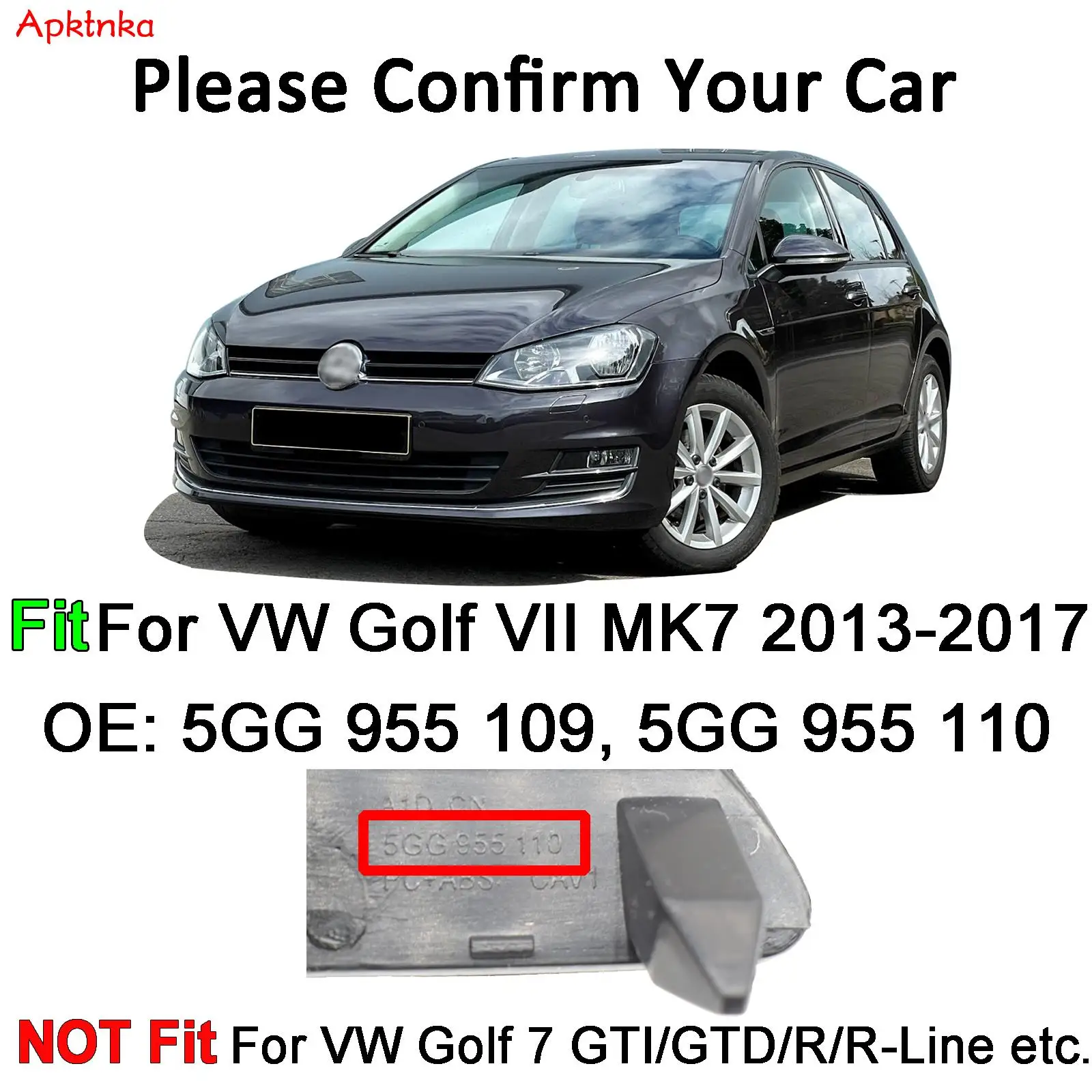 2Pcs For VW Golf MK7 2013 - 2017 Headlight Washer Nozzle Cover Base Color Cleaning Water Spray Jet Cap Lid 5GG955110 5GG955109