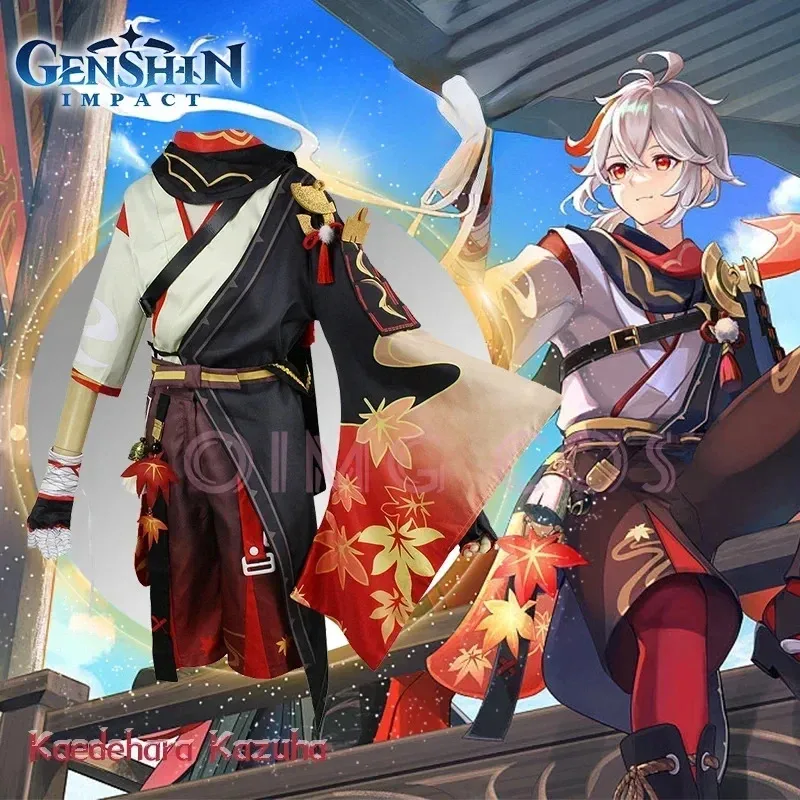

Genshin Impact Kaedehara Kazuha Косплей Костюм Униформа Парик Аниме Костюмы на Хэллоуин для мужчин Игра