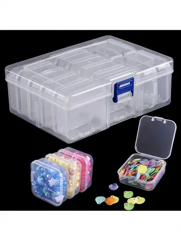 Transparent Plastic Box, Packaging Box, Female Jewelry Portable Handheld Diy Handmade Material Desktop Storage Set Box