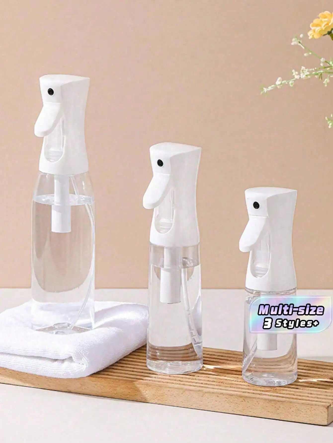 1pc Continuous Ultra Fine Mist Spray Bottle – High Pressure Water Sprayer For Hair, Makeup, Cleaning, Plants, Essential Oils – White (200/300/500ml) – Holiday Gift For Home Bathroom & Summer Decor SH2409027745365605