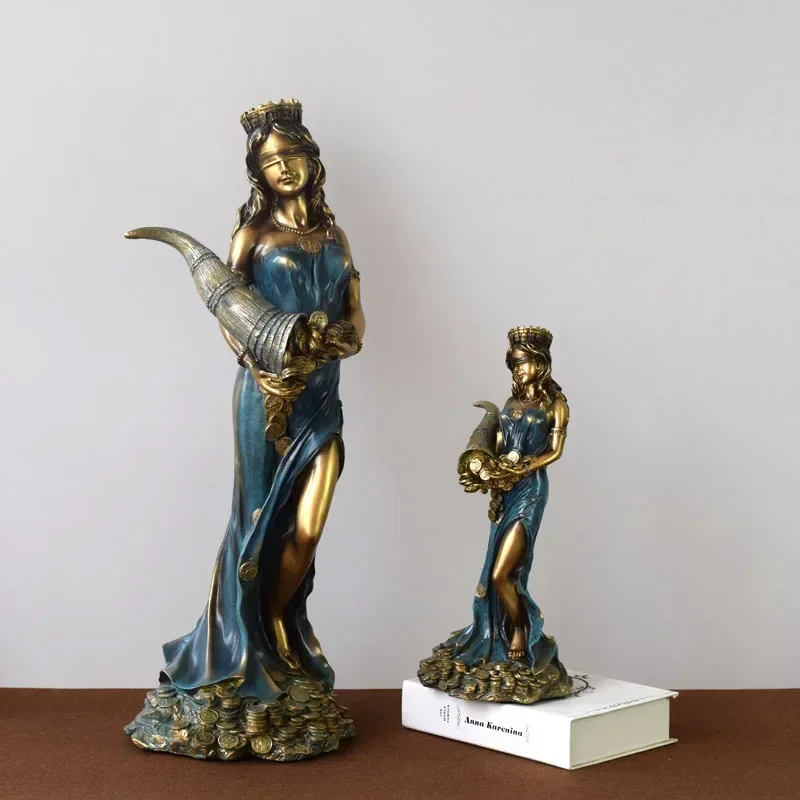 

Large Size Resin Blinded Greek Wealth Goddess Figurine Plouto Lucky Fortune Sculpture Ornament Office Decoration Gift Home Decor