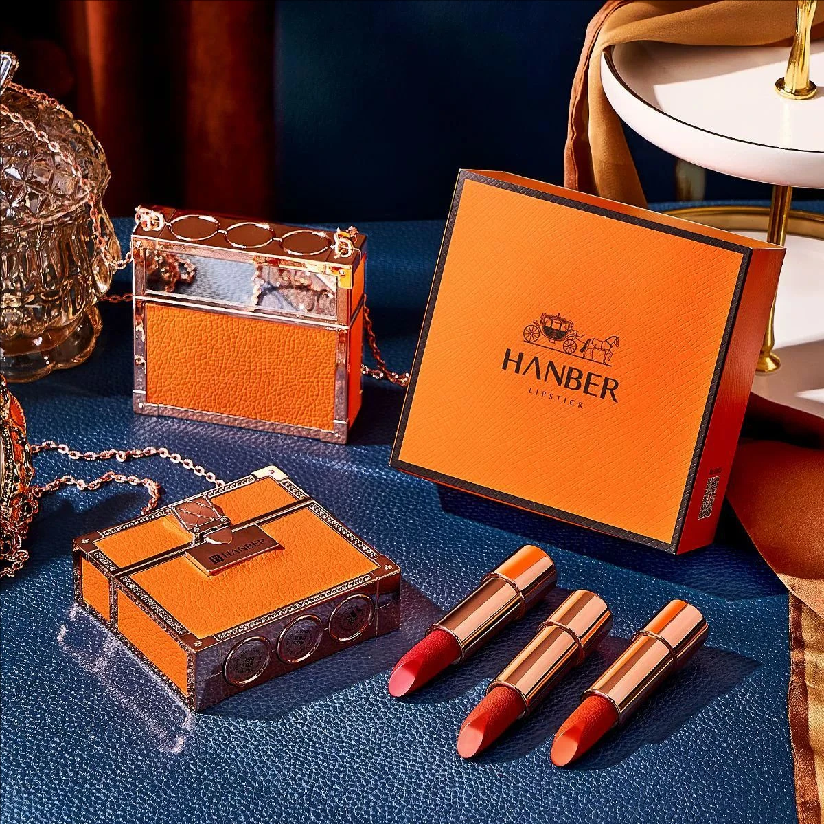 Leather Bag Bright Color Velvet Lipstick Set Small Sachet Chain Gift Box Three Pack Matte Moisturizing