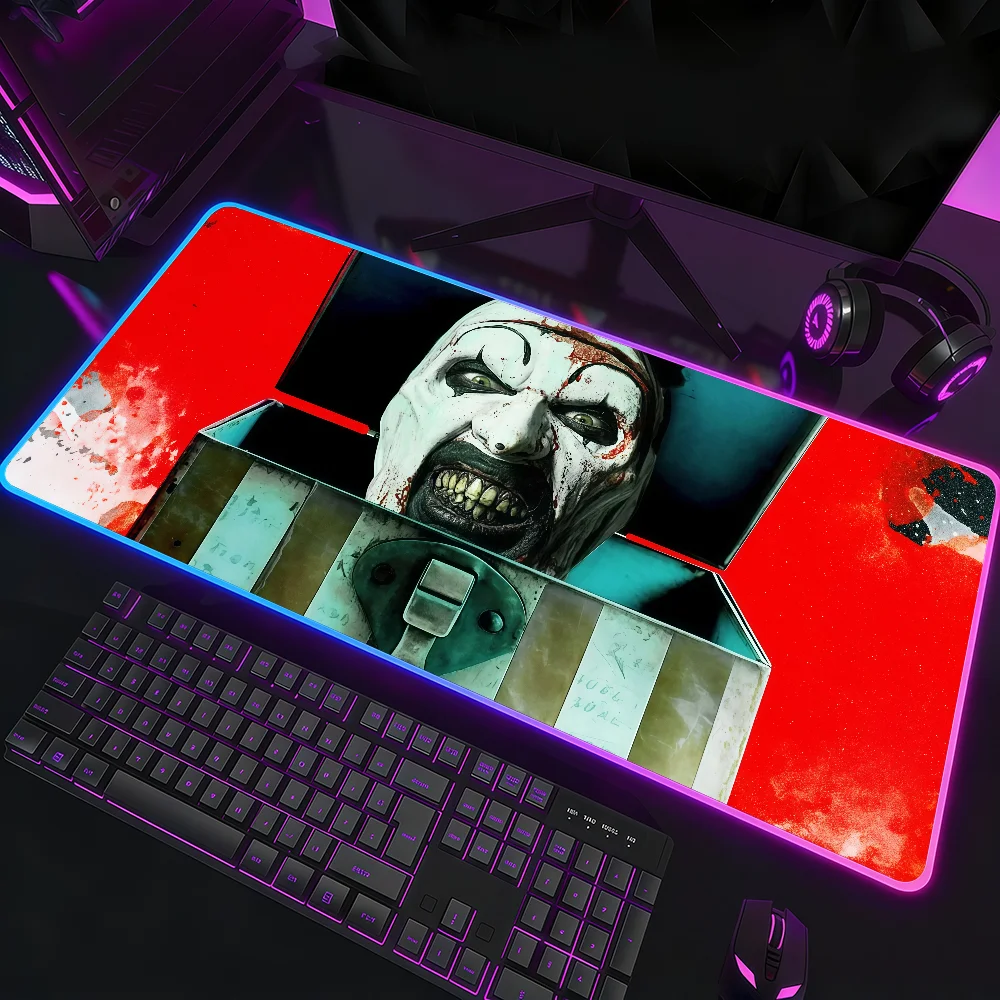 

Movie T-Terrifier 4 Mouse Pad Waterproof RGB LED Light Colorful Game Keyboard Non-slip Cover Desk-mat Surface