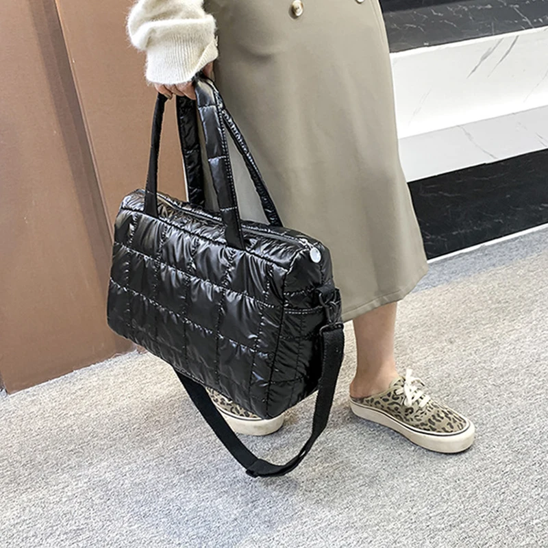 Yogodlns Luxus Raum Gepolsterte Baumwolle Handtasche Große Kapazität Schulter Tasche Wasserdichte Nylon Tasche Reise Unten Umhängetasche Geldbörse Bolsa – Detail 10