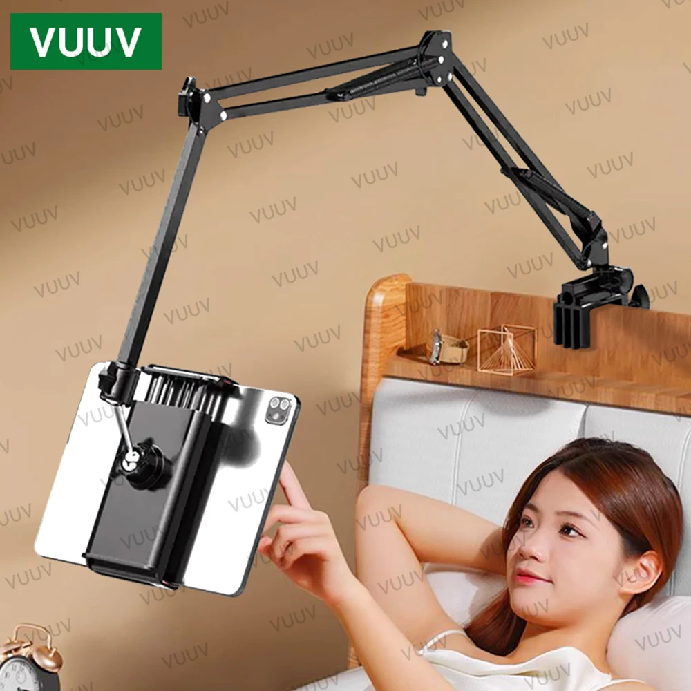 Tablet Stand for Bed Adjustable Metal 360 Rotating Tablet Mount Holder with 90cm Long Arm for 4.7-12.9 inch Phone Tablet Bracket