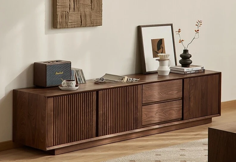 

Шкаф для телевизора из североамериканского черного ореха, шкафчик для домашней гостиной из цельного дерева от пола до потолка