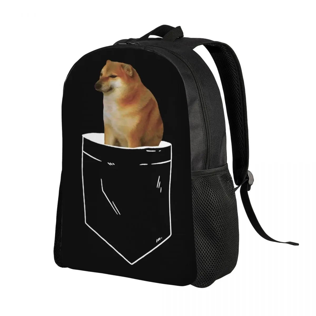 Cheems Pocket Travel Backpack Men Women School Computer Bookbag Shiba Inu Dog College Student Daypack Bags